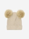 Hat knit alpaca pompoms, sand melange, Huttelihut thumbnail