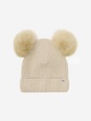 Hat knit alpaca pompoms, sand melange, Huttelihut thumbnail
