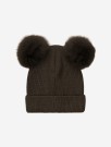 Hat knit alpaca pompoms, dark brown melange, Huttelihut thumbnail