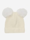 Hat knit alpaca pompoms, snow white, Huttelihut thumbnail