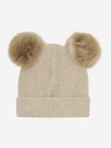Hat knit alpaca pompoms, sand melange, Huttelihut thumbnail