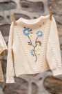 Flower embroided pullover, sandshell, Fliink thumbnail