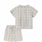 Cha cha shorts set, sandshell check, Fliink thumbnail