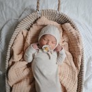Ribbed knotted baby gown, ivory, Mushie thumbnail