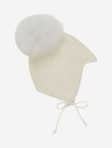Bonnet wool knit alpaca pompom, off white, Huttelihut thumbnail