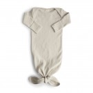 Ribbed knotted baby gown, ivory, Mushie thumbnail
