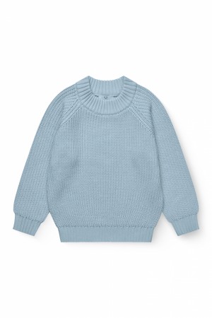 Knitted classic rib sweater, dusty blue, Copenhagen colors