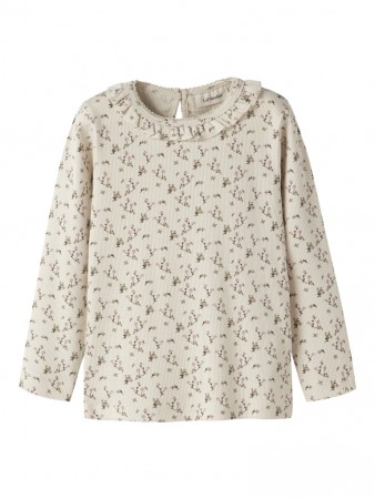 Lago slim top, turtledove/rose flower, Lil Atelier