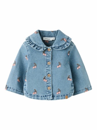 Deva loose denim jacket emb, medium blue, Lil Atelier