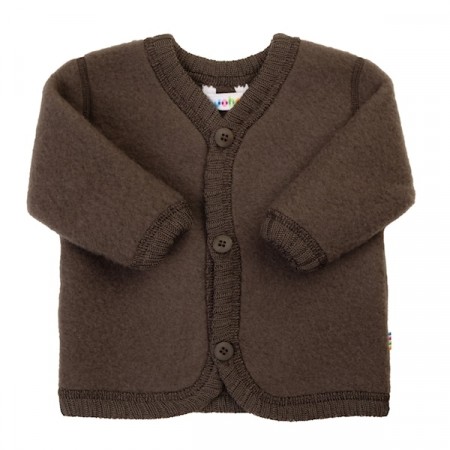 Cardigan ullfleece, mørk brun, Joha