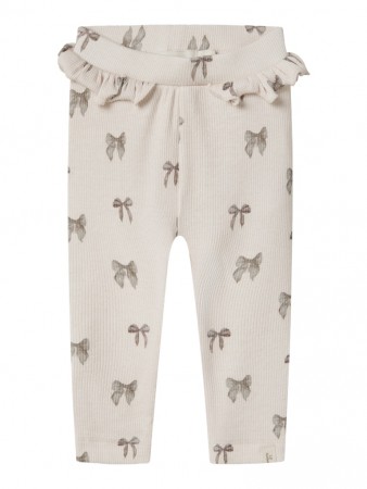 Gavo slim leggings baby, silver peony/bow, Lil Atelier