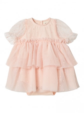 Frilla loose tulle body dress, peach blush, Lil Atelier
