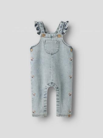 Darlee loose denim overall, medium blue/embr, Lil Atelier