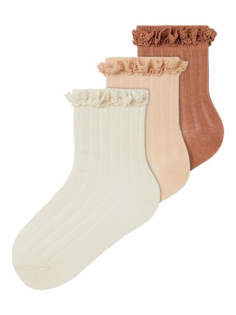 Edolie 3-pack socks, frappe, Lil Atelier