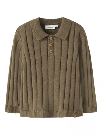 Lomon loose knit polo, kangaroo, Lil Atelier