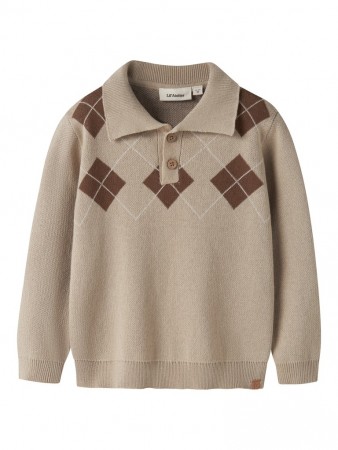 Ronan knit polo, white pepper, Lil Atelier