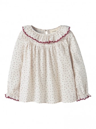 Rasia loose shirt, turtledove/red dahlia, Lil Atelier 