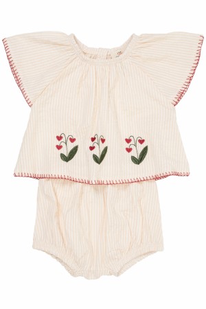 Seersucker baby set, dusty rose/cream, Copenhagen colors