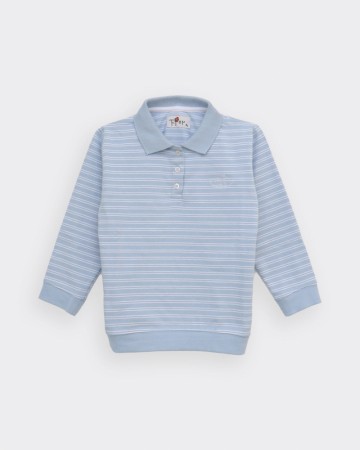 Wilma kids pique top, blue/white, Fiona stories