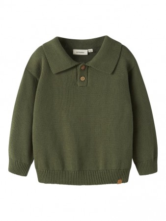 Olo knit polo, cypress, Lil Atelier
