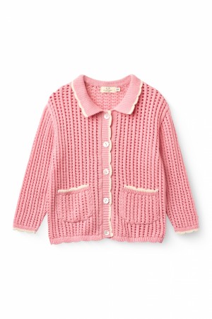 Crochet cardigan, pink/cream, Copenhagen colors