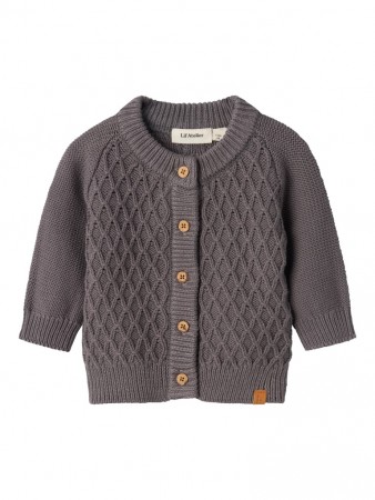 Tobie knit cardigan baby, pewter, Lil Atelier