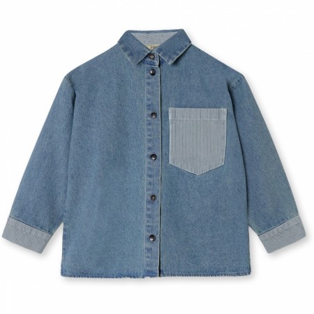 Don contrast shirt, medium denim blue, Fliink
