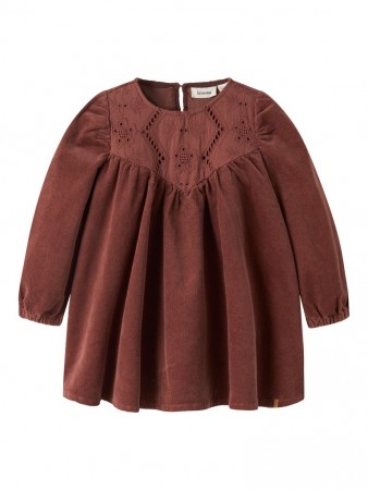 Onellas loose cord dress ls, mahogany, Lil Atelier