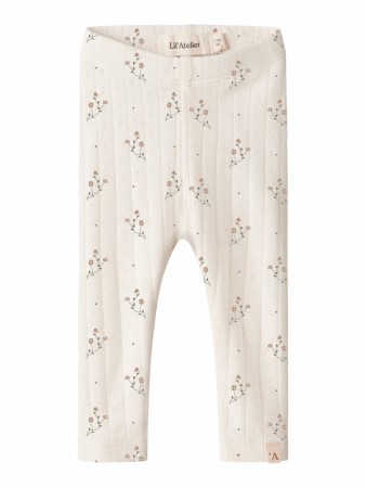 Rachello slim leggings baby, coconut milk/flower, Lil Atelier