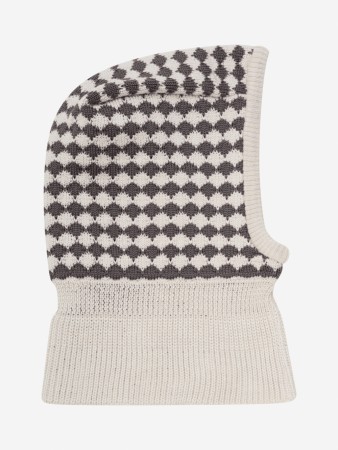 Balaclava wool knit windstop, brown melange, Huttelihut