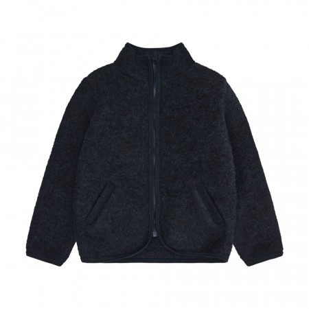 Jacket wool fleece, navy melange, Huttelihut