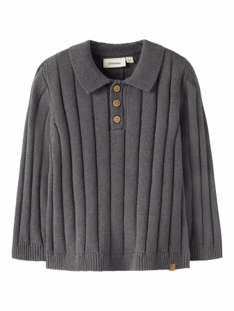 Lomon loose knit polo, poppy seed, Lil Atelier