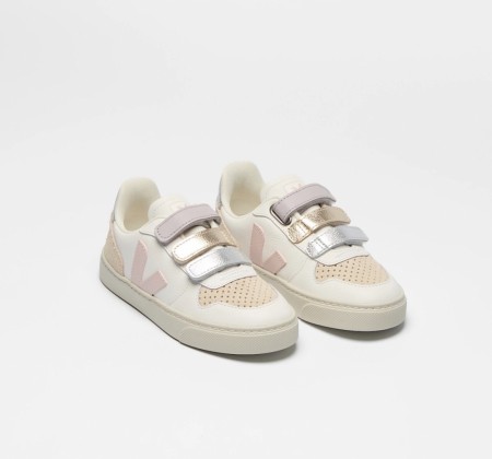 Veja v-10 leather junior, white petale