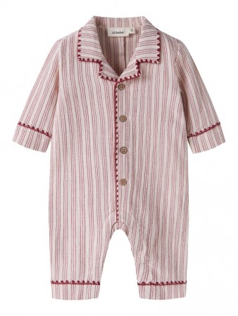 Sage loose night suit, turtledove/biking red, Lil Atelier