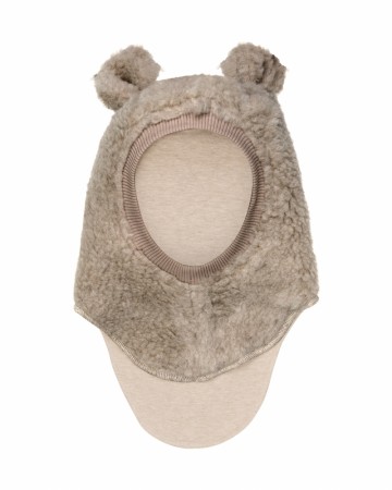 Balaclava teddy wool, camel melange, Huttelihut