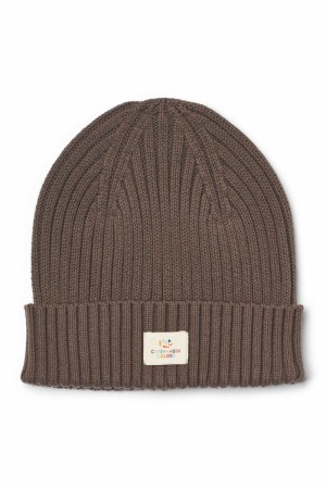 Cotton knitted classic beanie, dark brown, Copenhagen colors