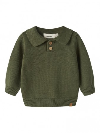 Olo knit polo baby, cypress, Lil Atelier