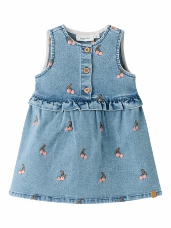 Deva emb Spencer dress, medium blue denim, Lil Atelier