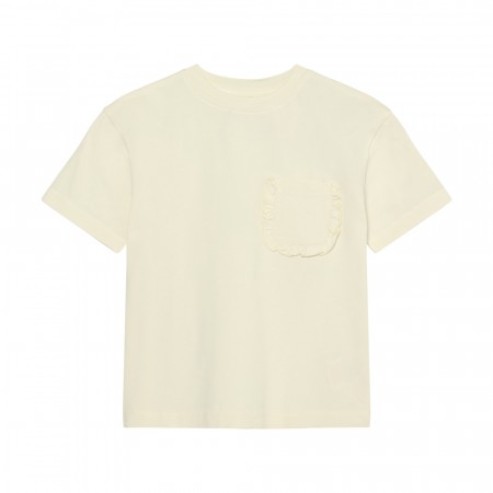 T shirt frill pocket, antique white, Huttelihut