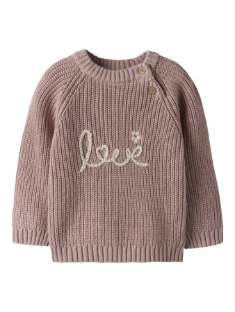Emlen emb knit baby, misty rose, Lil Atelier 