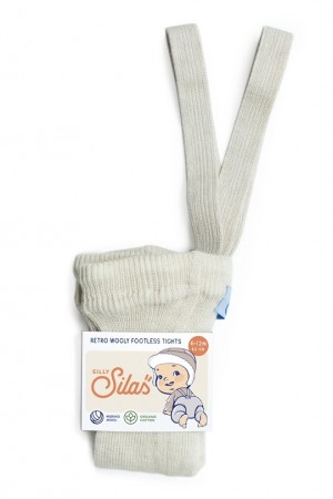 Wooly footless wool tights, cream blend, Silly Silas