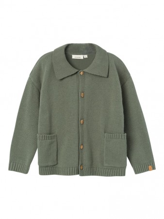 Theo loose knit cardigan, agave green, Lil Atelier