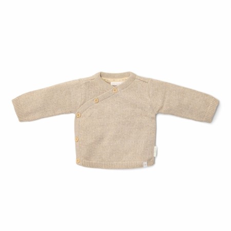 Strikket cardigan wrap, soft beige melert, Little Dutch