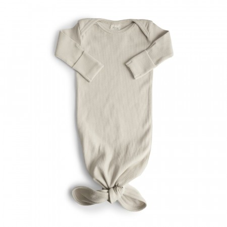 Ribbed knotted baby gown, ivory, Mushie