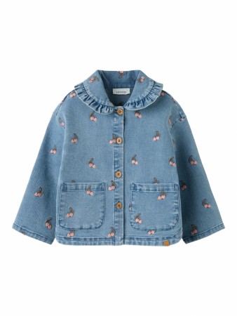 Deva loose denim emb jacket, medium blue, Lil Atelier - FORHÅNDSBESTILLING