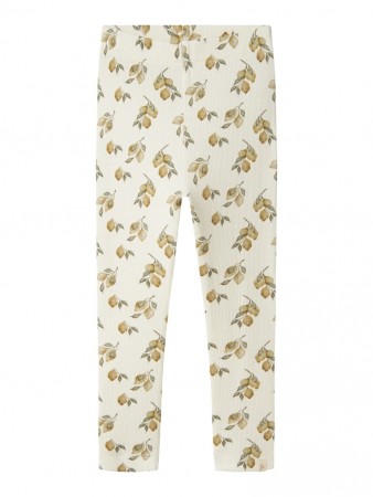 Gavo slim leggings, turtledove/lemons, Lil Atelier