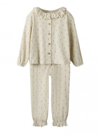 Gago rua loose night set, turtledove/floral, Lil Atelier 
